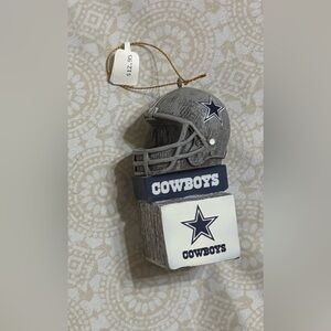 Cowboys Gray and White Helmet Ornament
